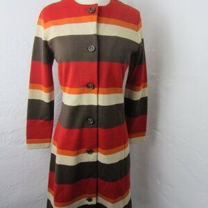 Vintage 70s Act III Knit Button Front Dress Orange Stripe Women's M Hippie